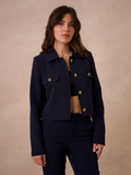Blazer Dritto Elegante con Bottoni Oro Old Money