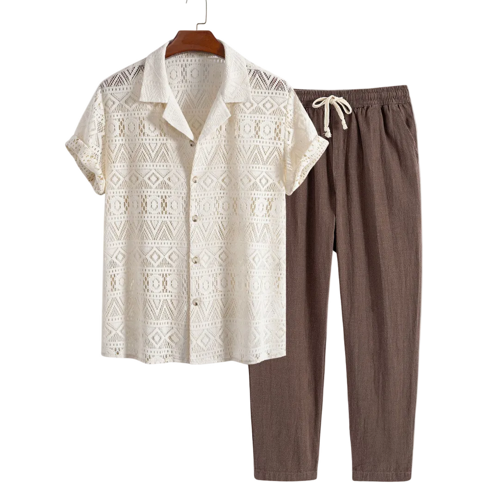 Set Camicia en Shorts met Old Money Print