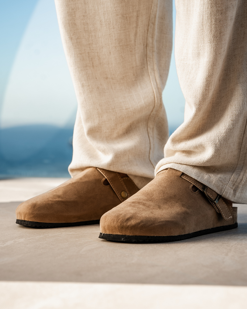 Stefano | Sabot Uomo in Camoscio, Scarpe Slip-On Aperte Old Money
