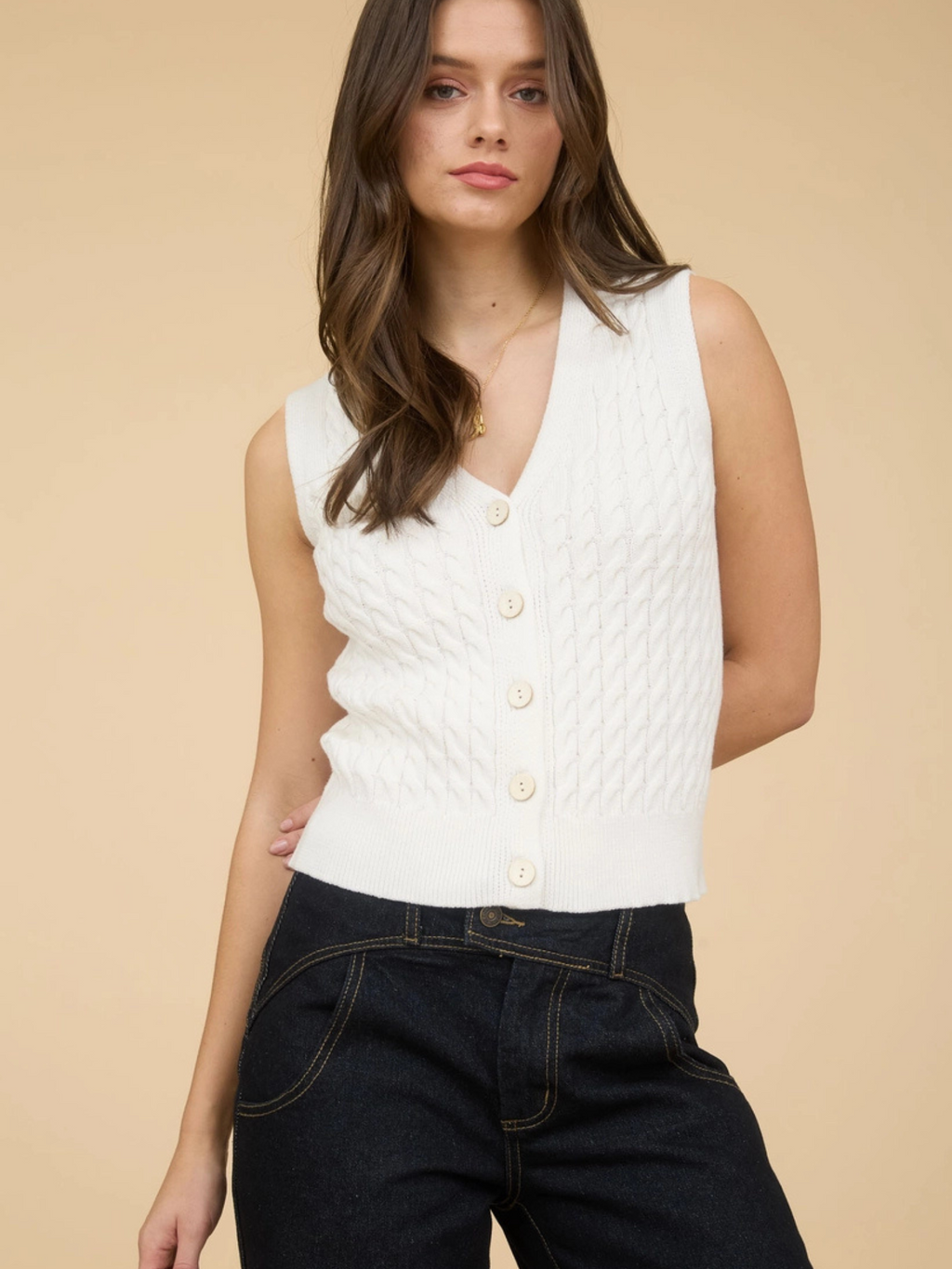 Gilet a Trecce con Scollo a V Smart Luxury