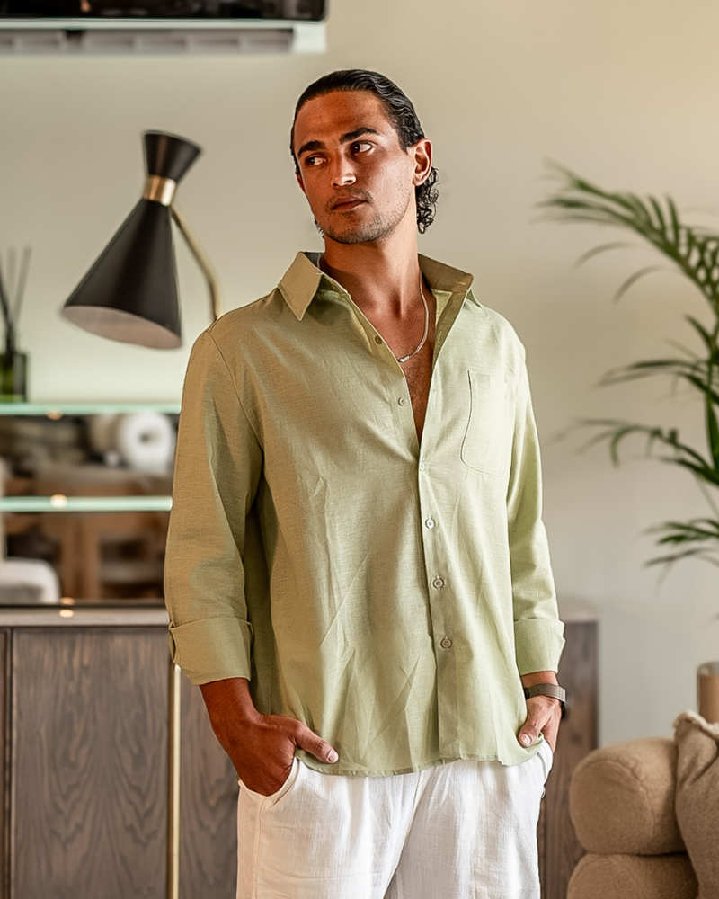 Lorenzo | Camicia Uomo in 100% Lino, Camicia Estiva Traspirante Old Money