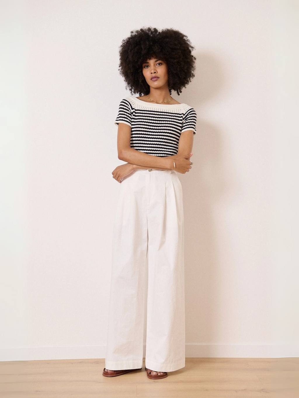 Luxe wijde katoenen broek