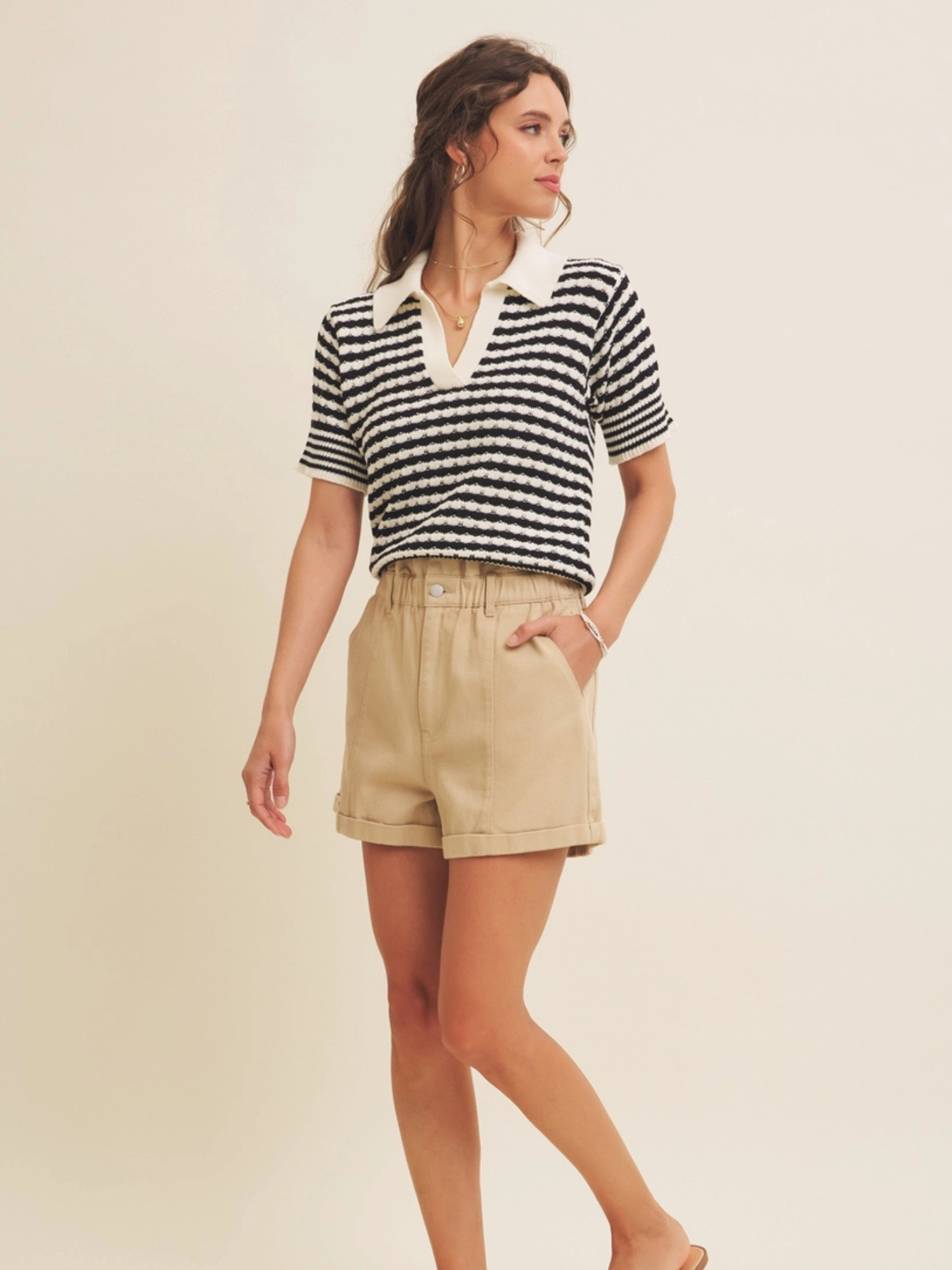 Gestreept katoenen poloshirt met structuur