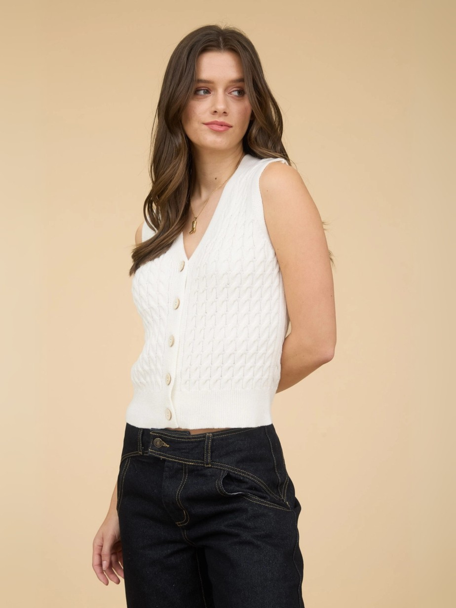 Gilet a Trecce con Scollo a V Smart Luxury