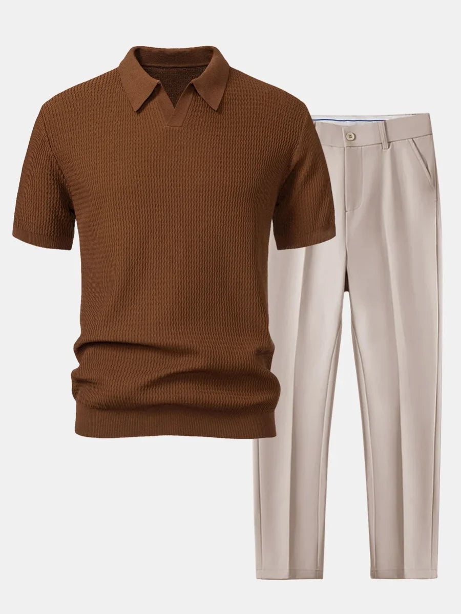Set van linnen overhemd en short in Old Money-stijl