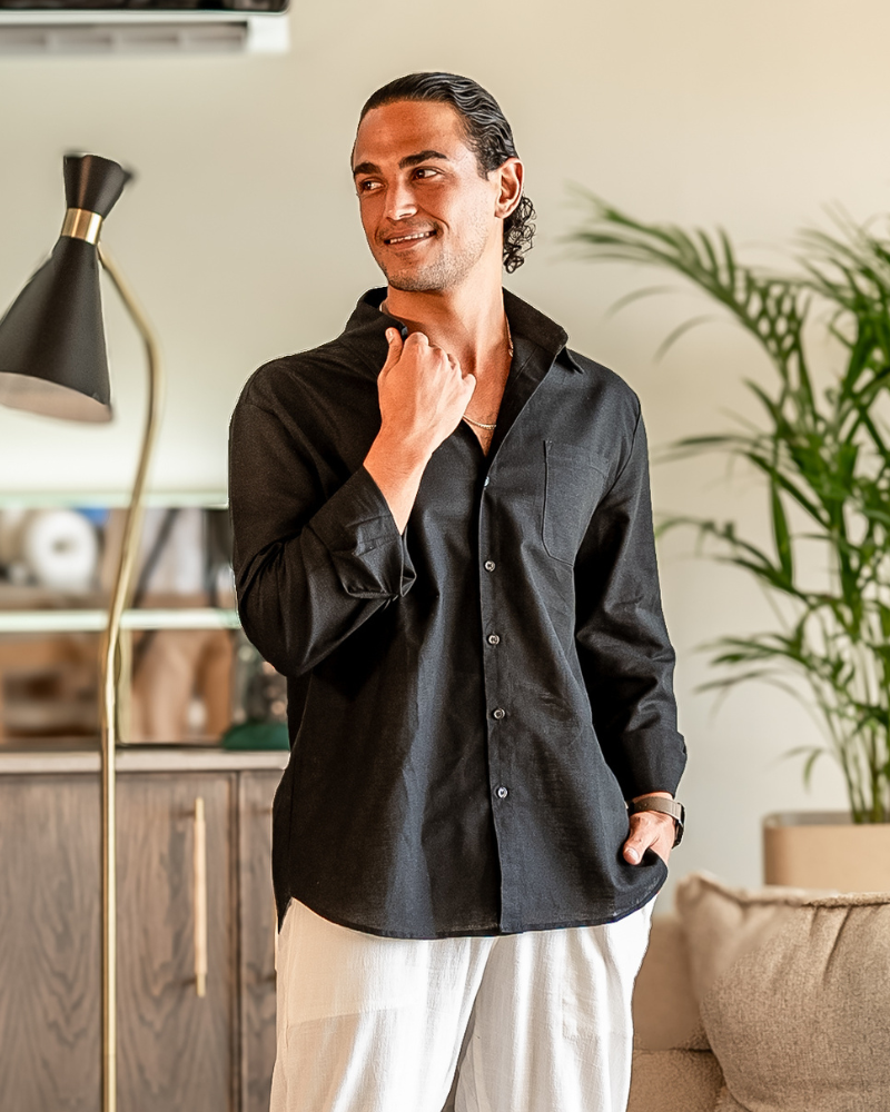 Lorenzo | Camicia Uomo in 100% Lino, Camicia Estiva Traspirante Old Money