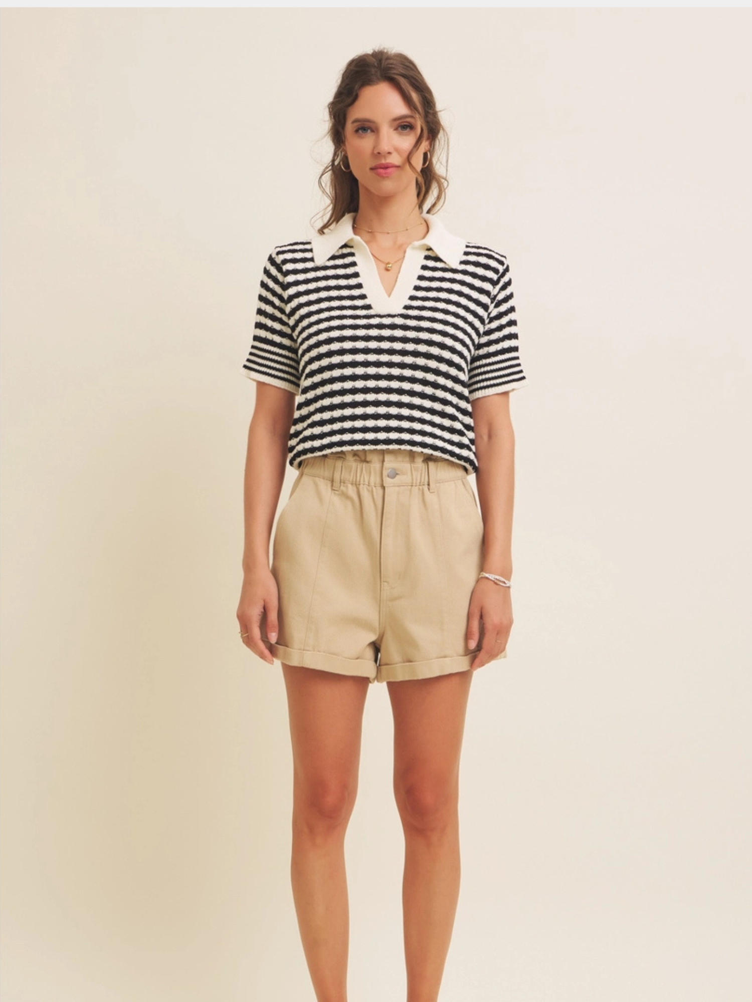 Gestreept katoenen poloshirt met structuur