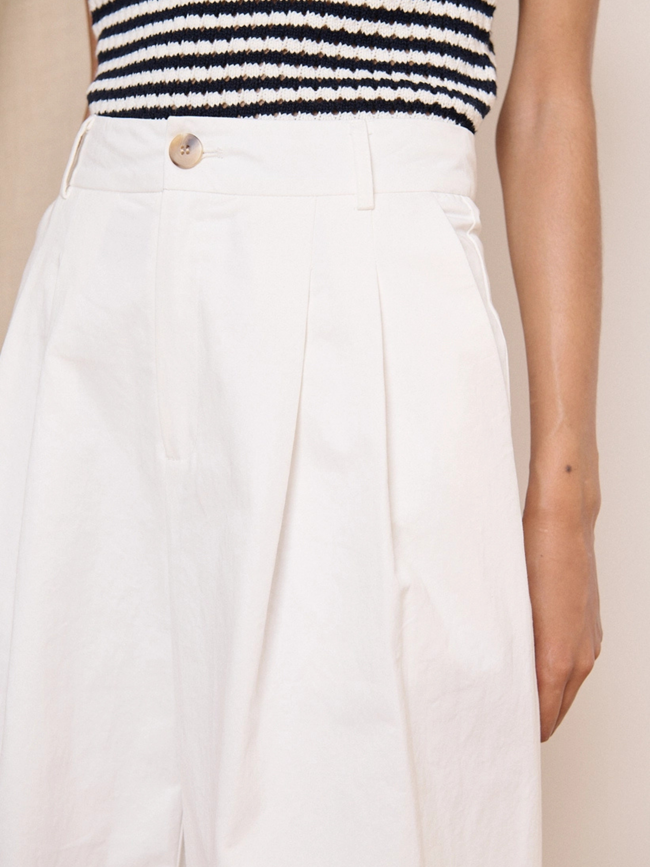 Luxe wijde katoenen broek