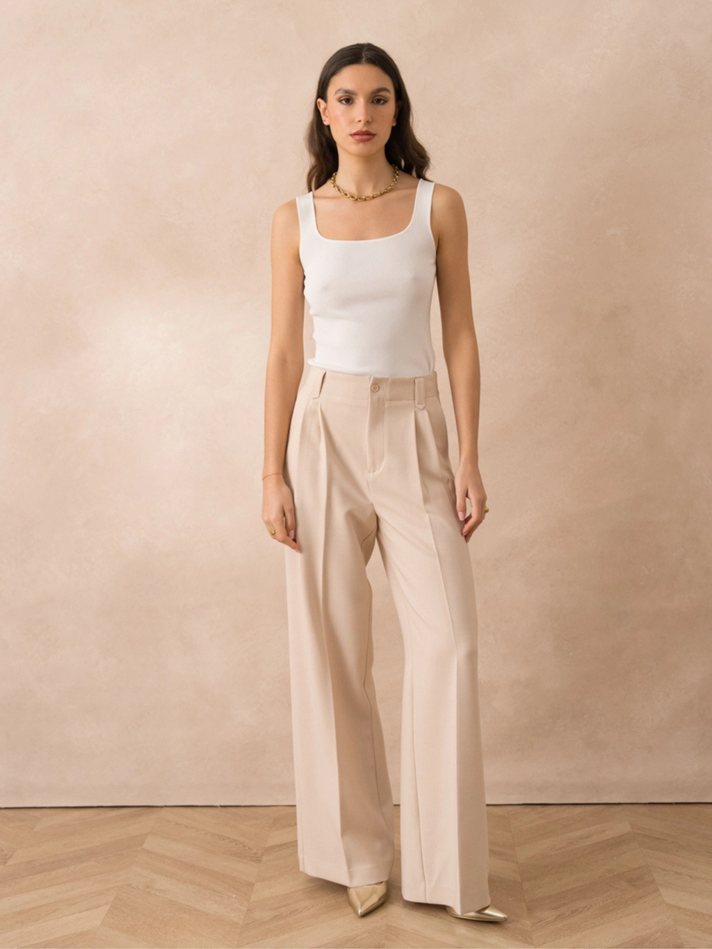 Elegante wijde broek met hoge taille