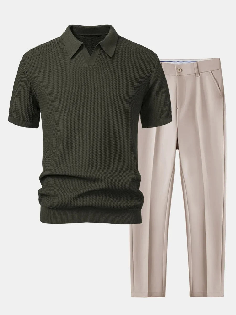Set van linnen overhemd en short in Old Money-stijl
