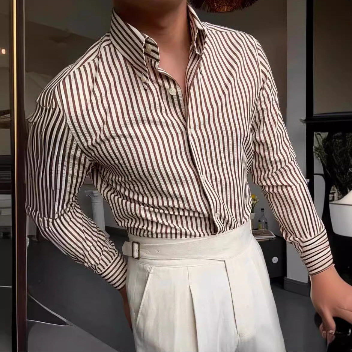 Camicia a Righe a Maniche Lunghe dettaglio righe