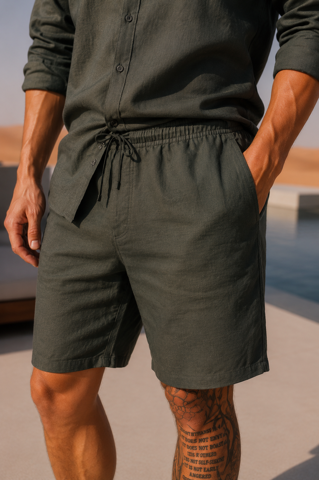 Short met trekkoord en elastische tailleband