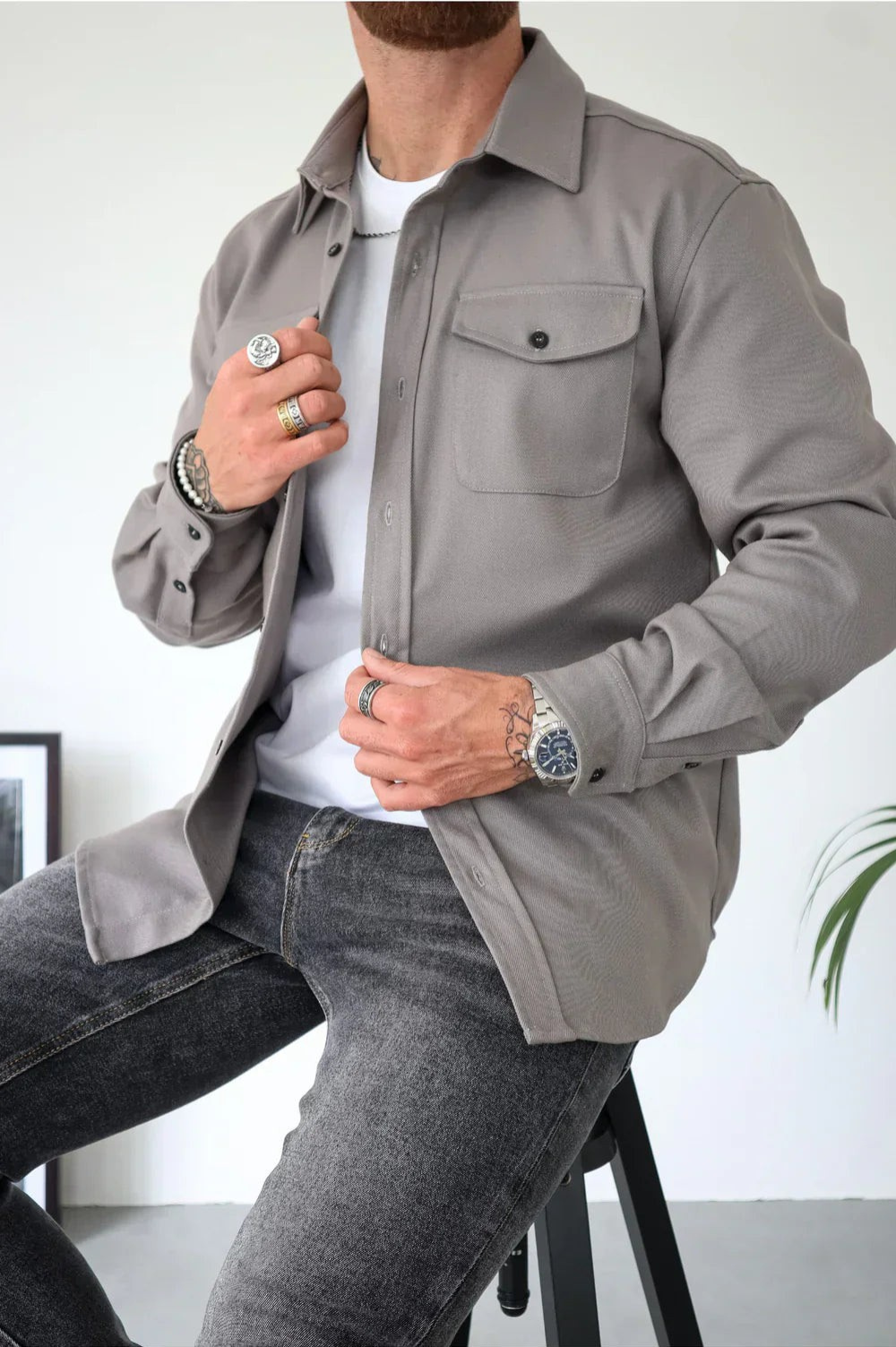 Overshirt Casual a Strati dettaglio tessuto