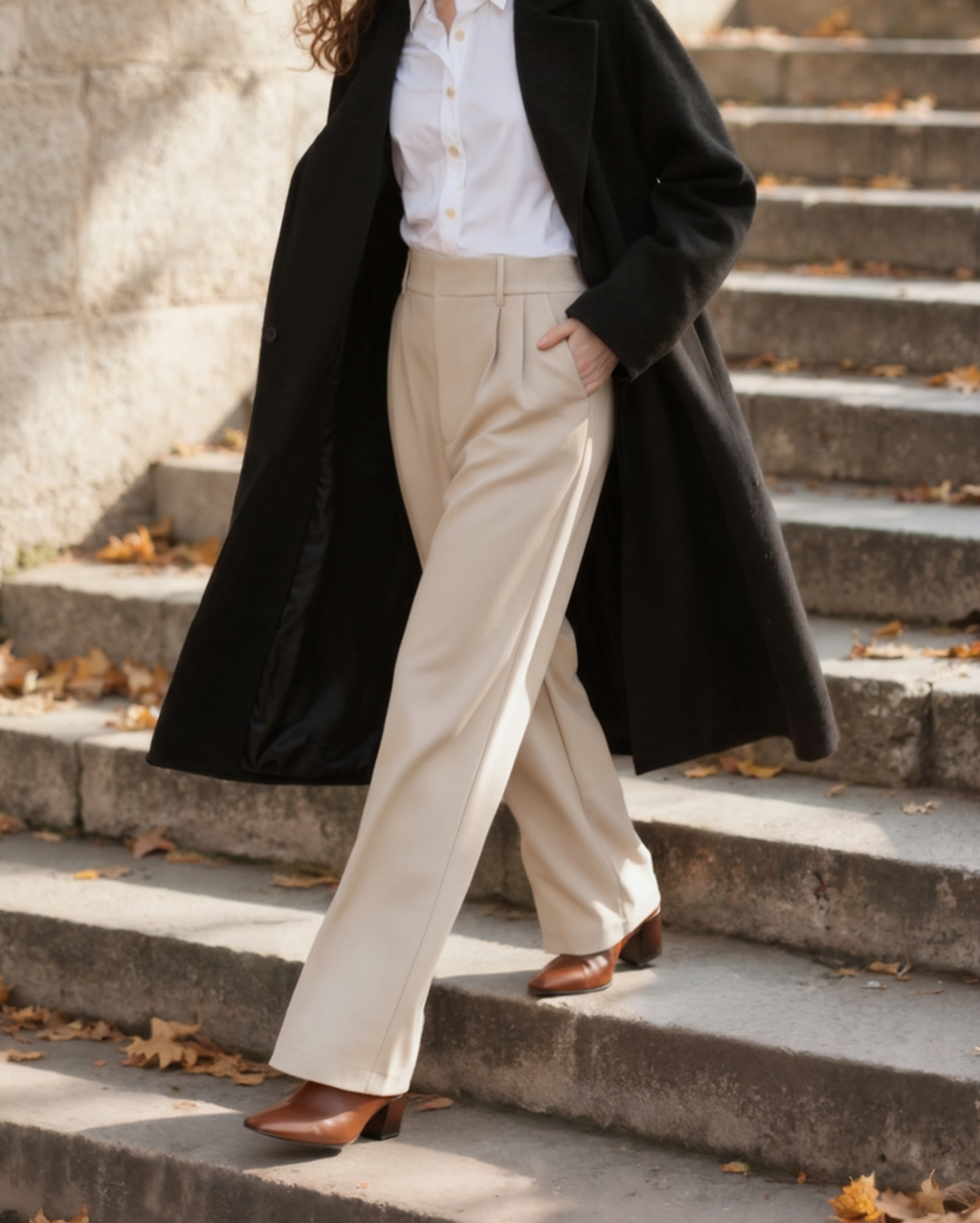 Valentina | Pantaloni Donna a Gamba Larga, Pantaloni Sartoriali a Vita Alta Old Money