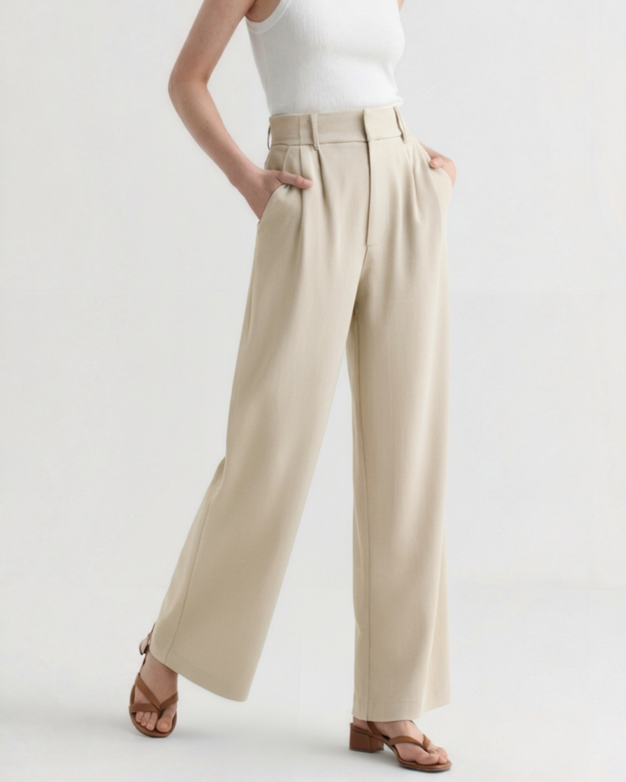 Valentina | Pantaloni Donna a Gamba Larga, Pantaloni Sartoriali a Vita Alta Old Money