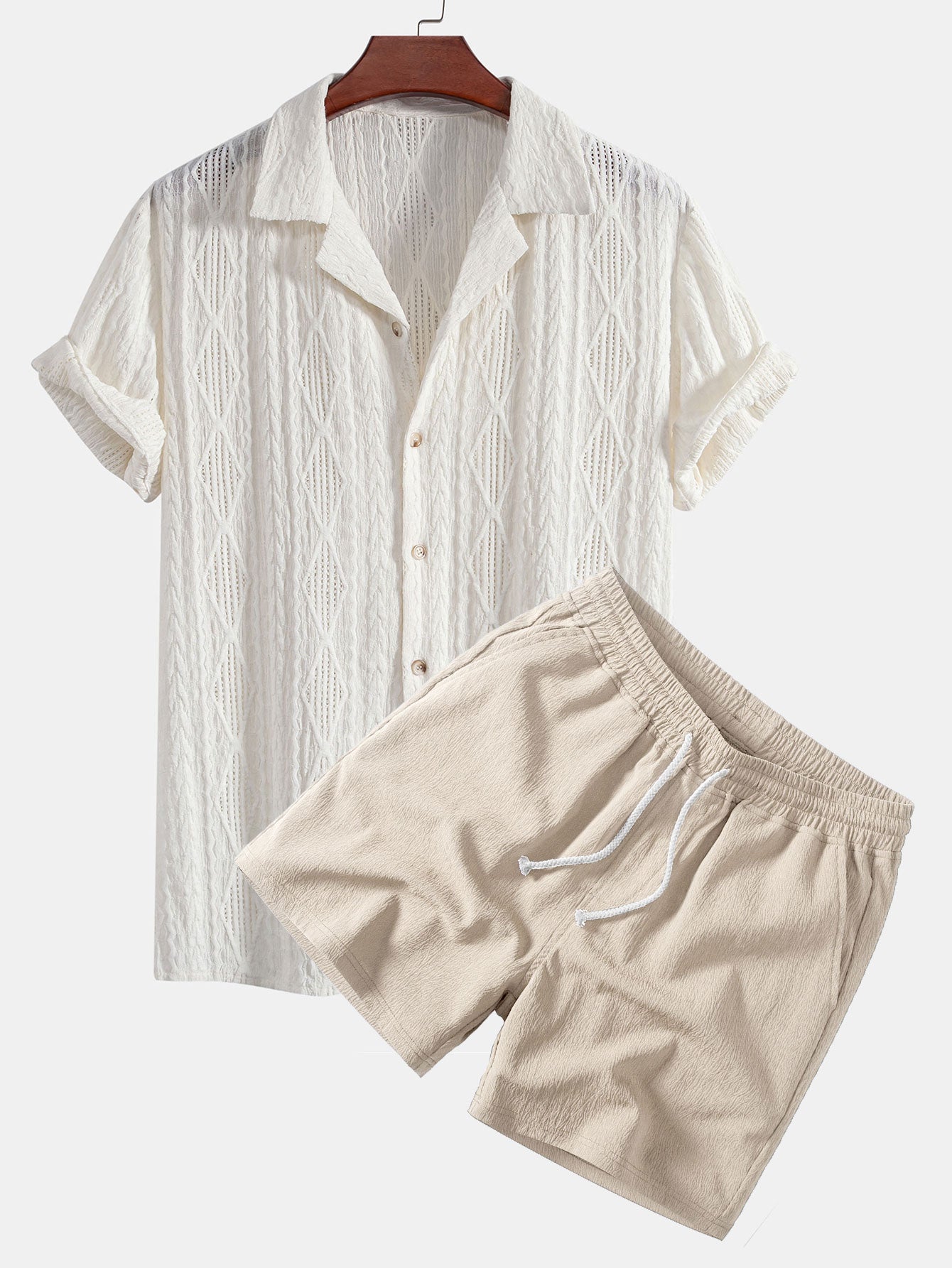 Set blouse en pantalon in warme old money-tinten