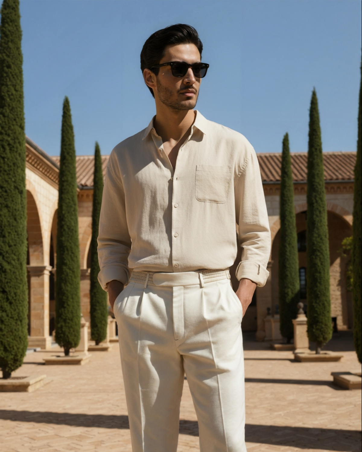 Lorenzo | Camicia Uomo in 100% Lino, Camicia Estiva Traspirante Old Money