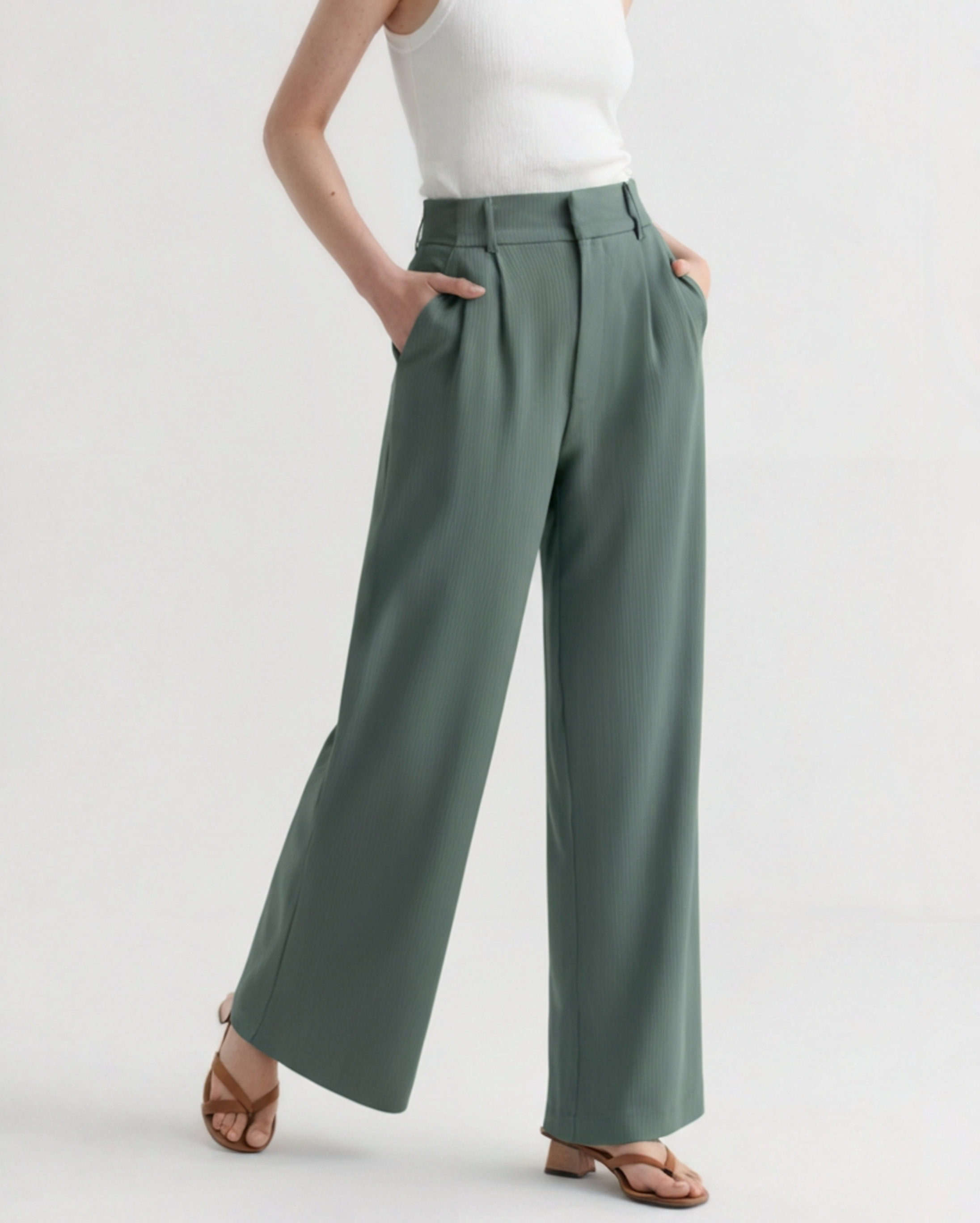 Valentina | Pantaloni Donna a Gamba Larga, Pantaloni Sartoriali a Vita Alta Old Money