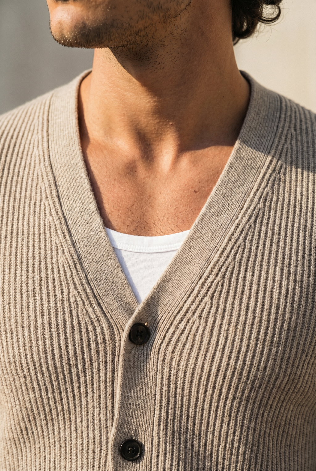 Cardigan met V-hals van dikke premium wol