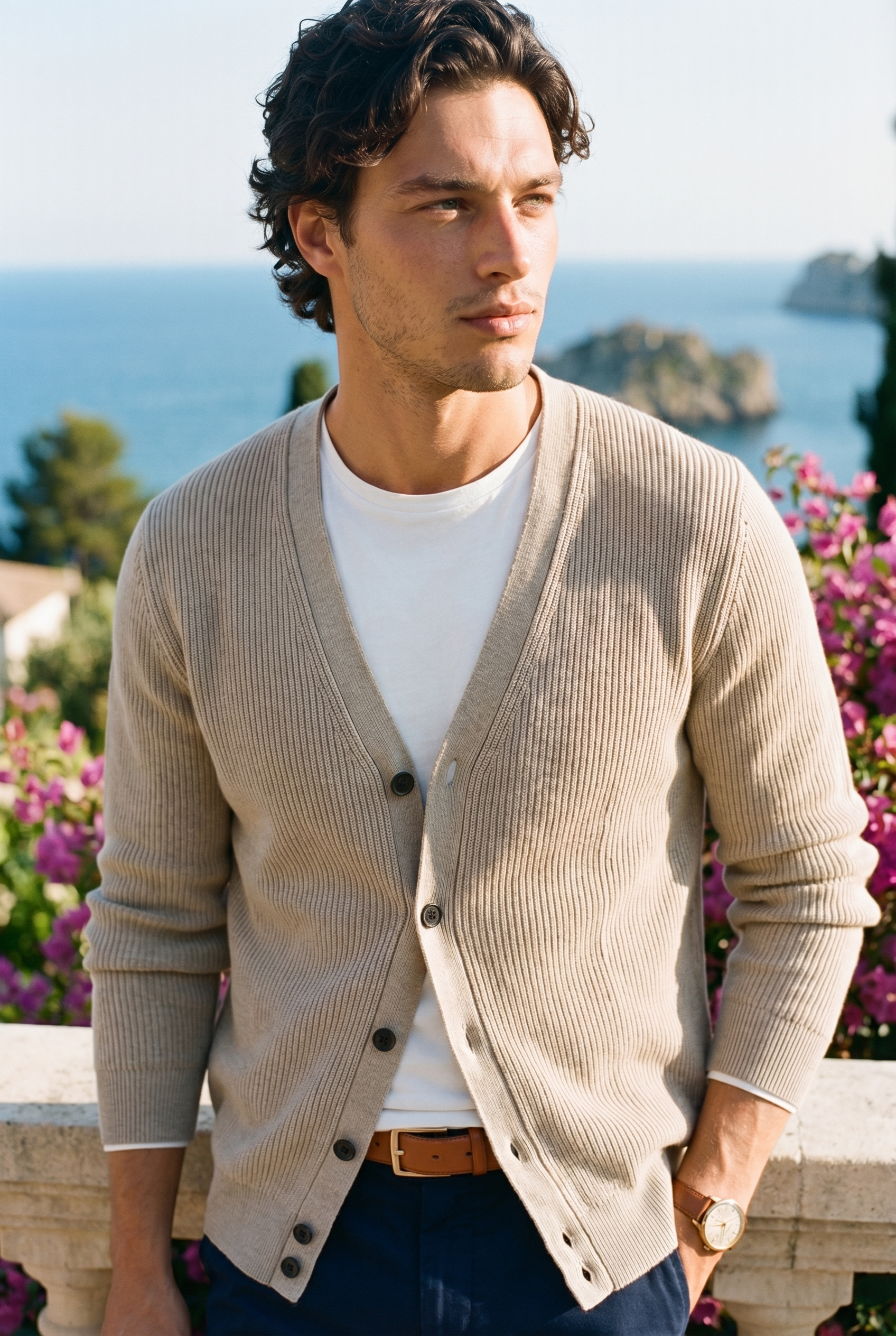 Cardigan met V-hals van dikke premium wol