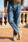 Pantaloni Uomo a Vita Alta Finto Denim