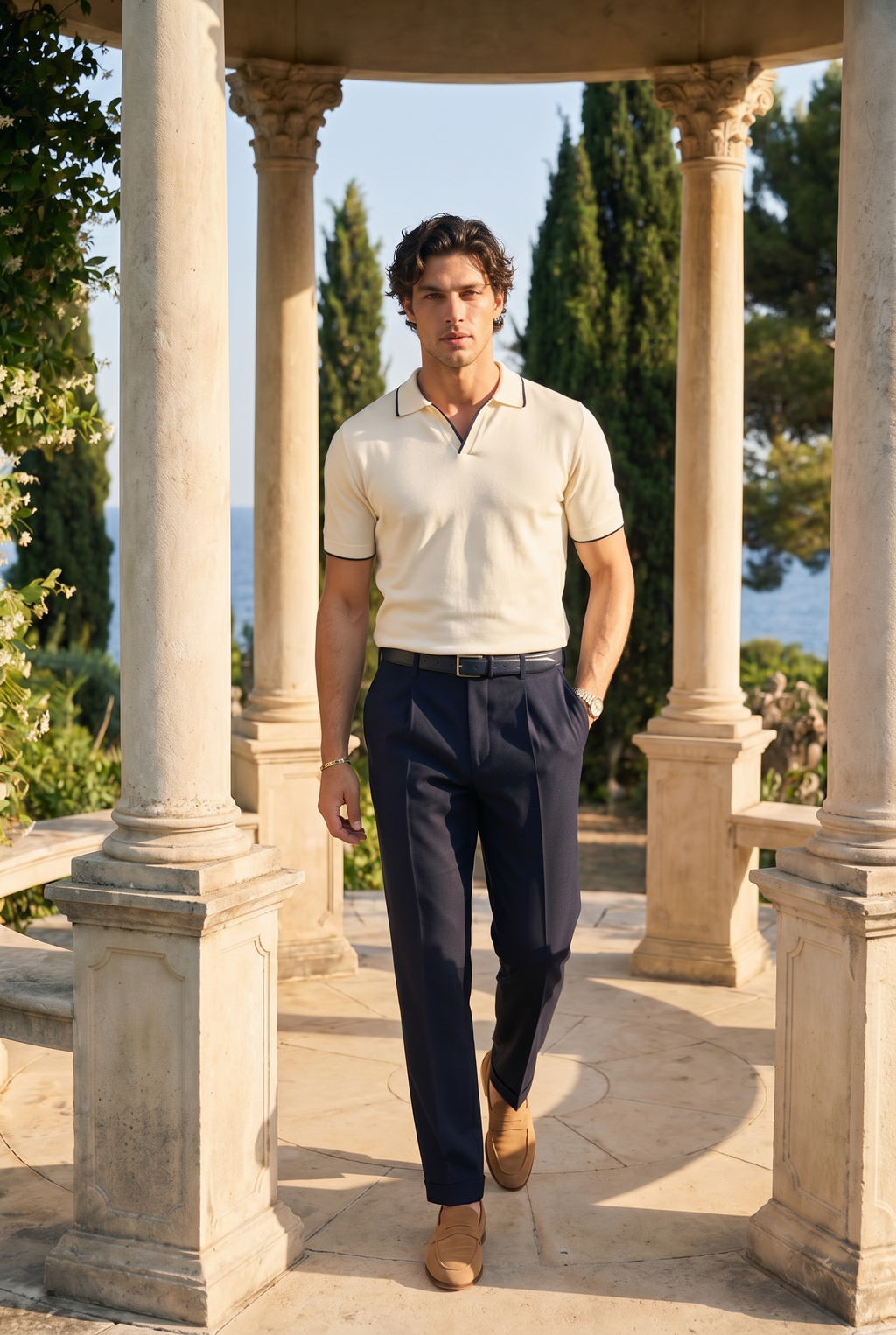 Zomers Slim Fit Mouwloos Poloshirt met Contrast Old Money