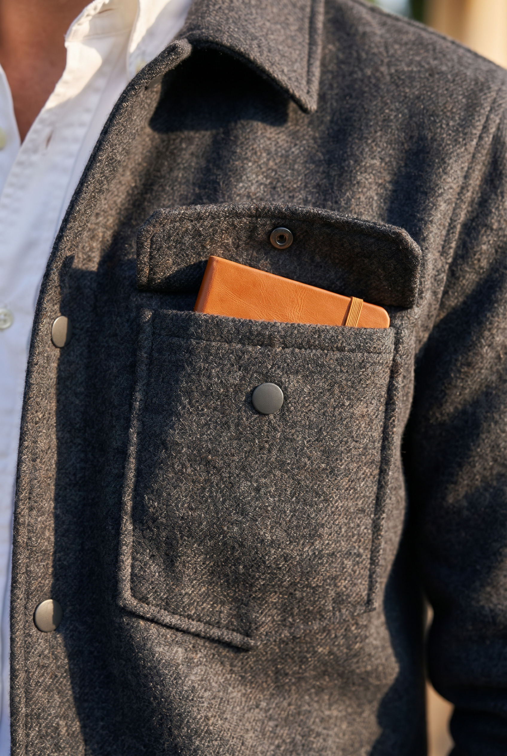 Giacca Classica Nero in Misto Lana con Tasche