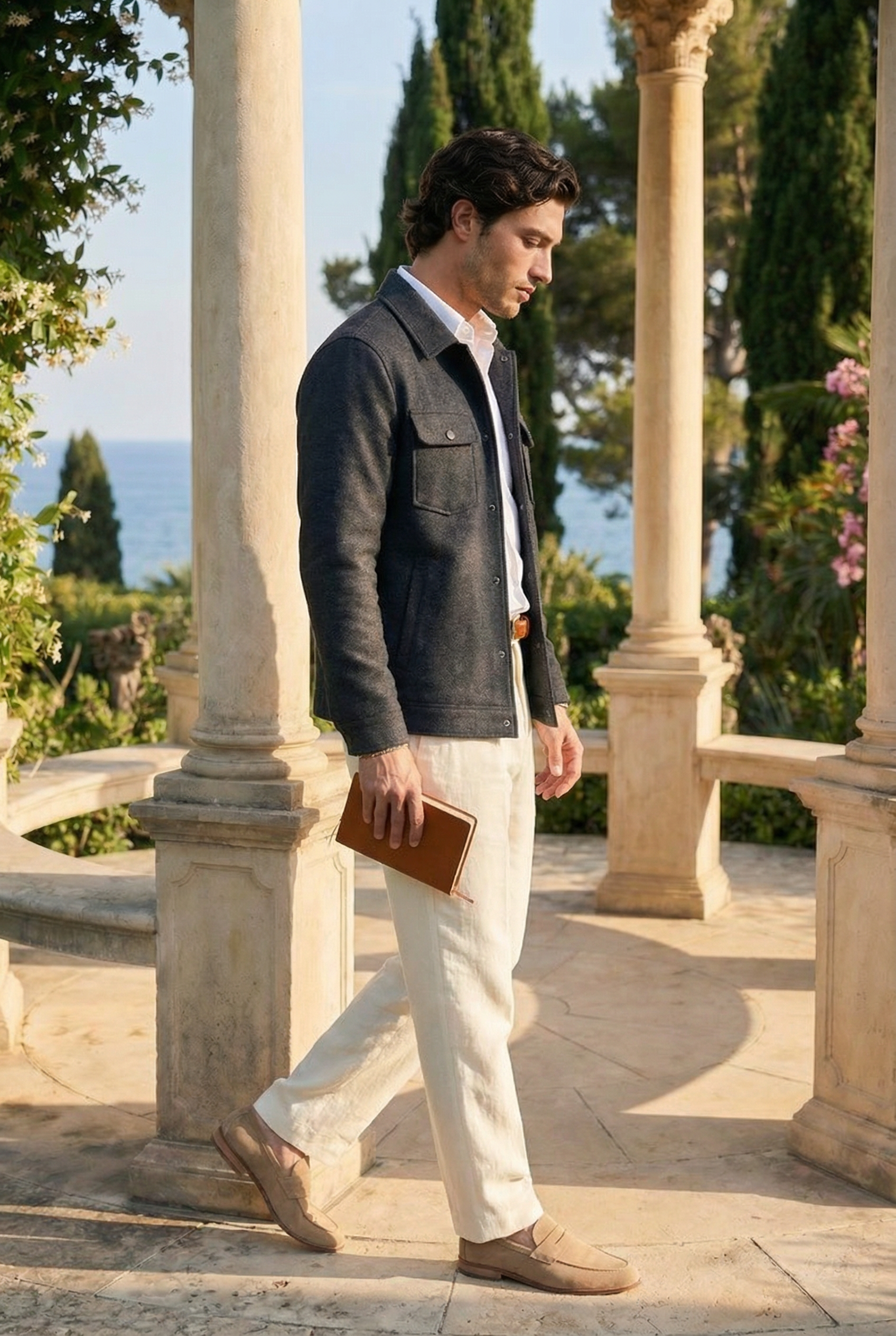 Giacca Classica Nero in Misto Lana con Tasche