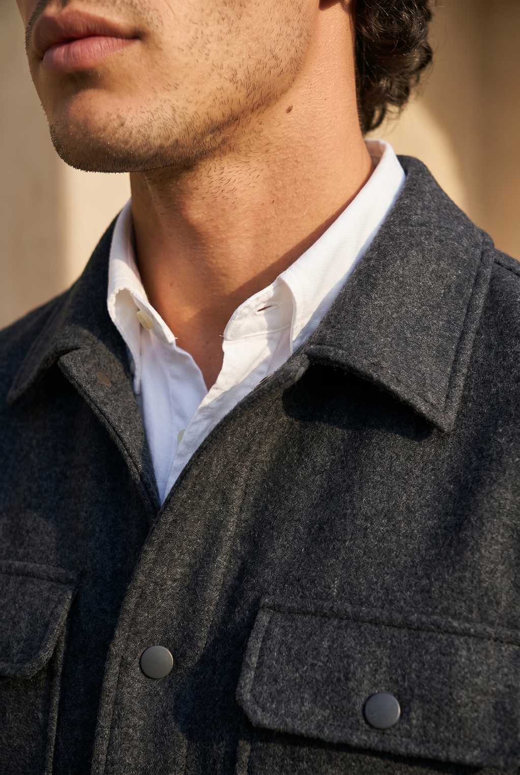 Giacca Classica Nero in Misto Lana con Tasche