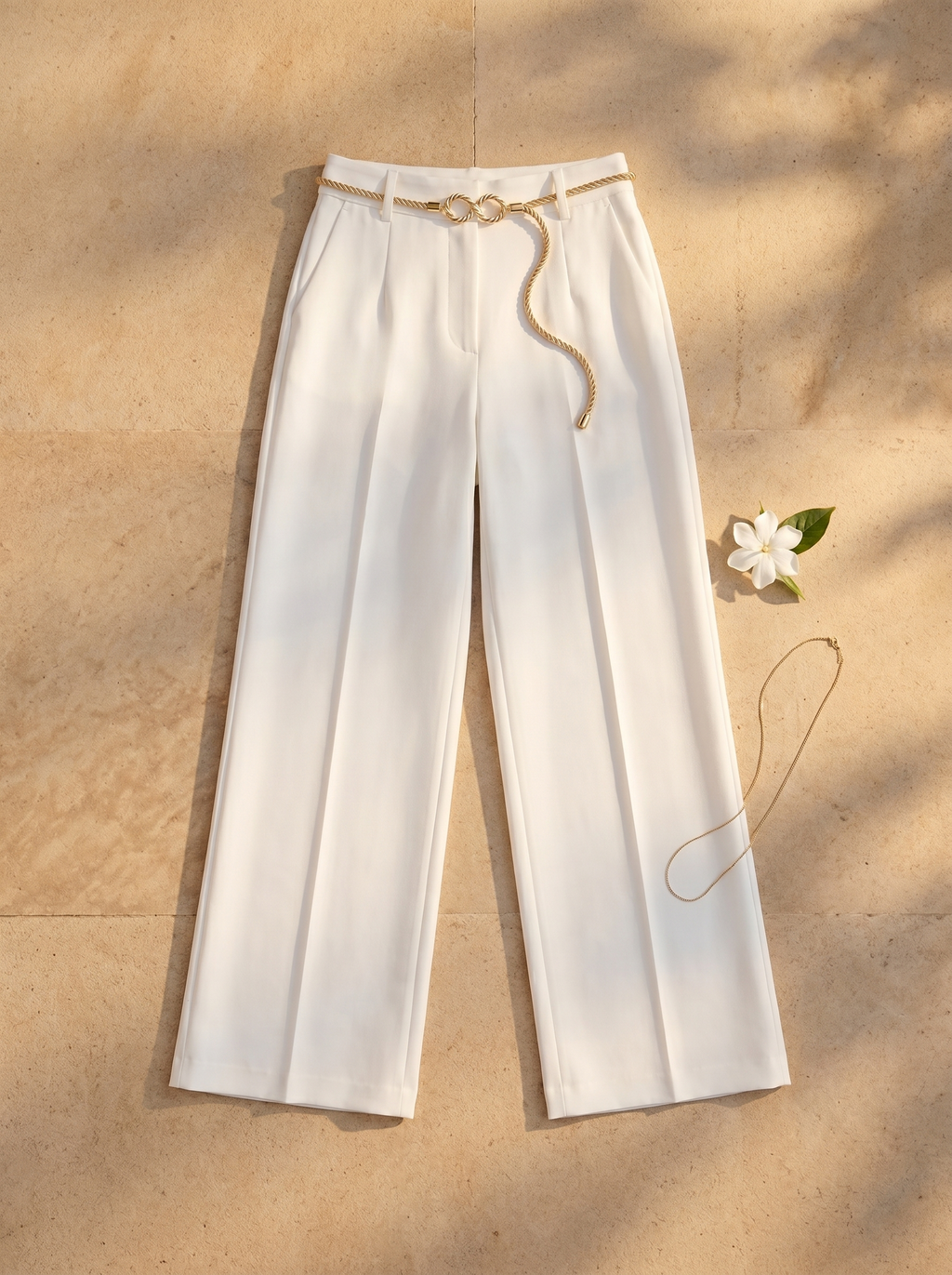 Wijdvallende Broek met Kettingdecoratie Oude Rijkdom