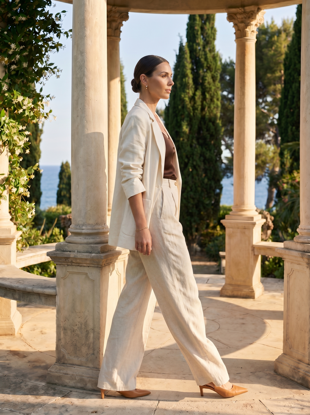 Linnen Broek met Luxe Casual Knopen