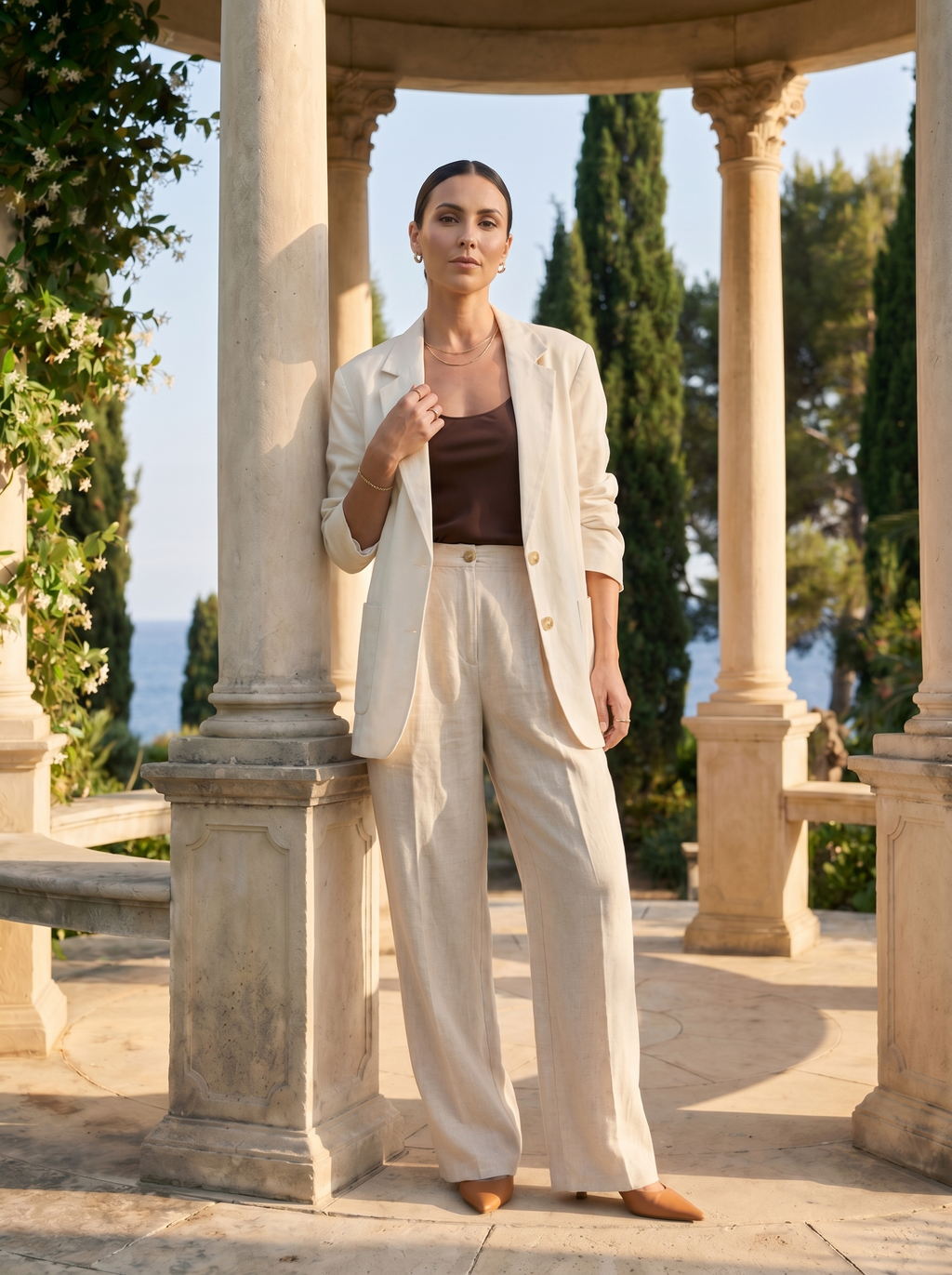 Linnen Broek met Luxe Casual Knopen