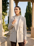Grijze Geruite Vintage Blazer met Elegante Knopen