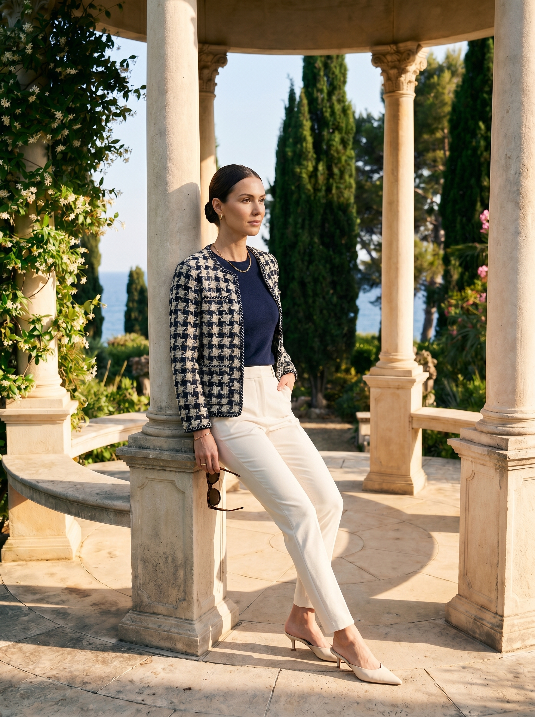 Formele Elegante Blazer met Pied-de-Poule-Patroon