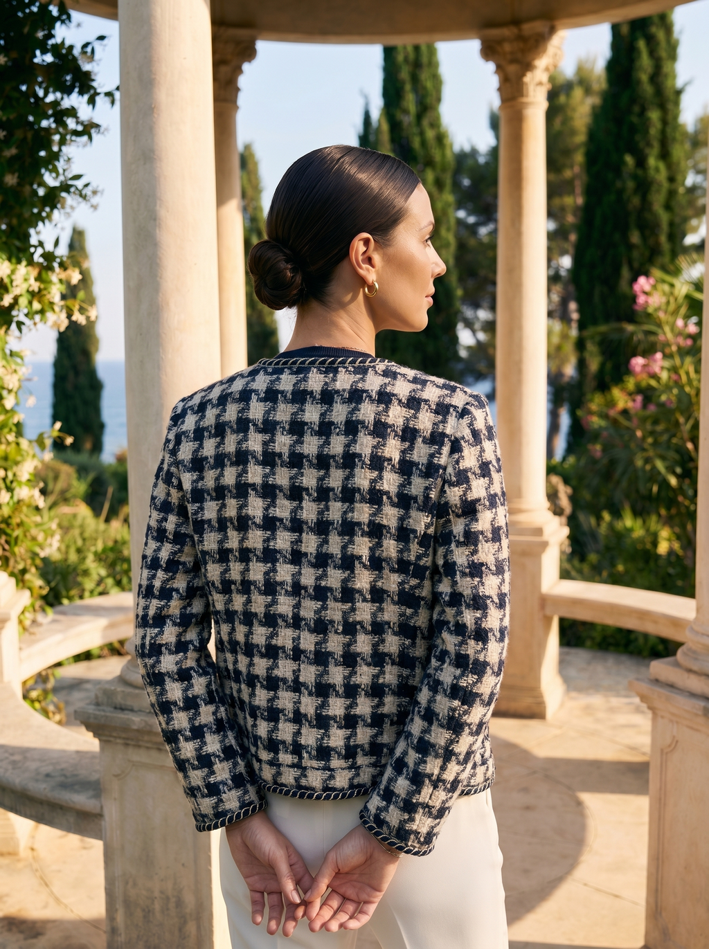 Formele Elegante Blazer met Pied-de-Poule-Patroon
