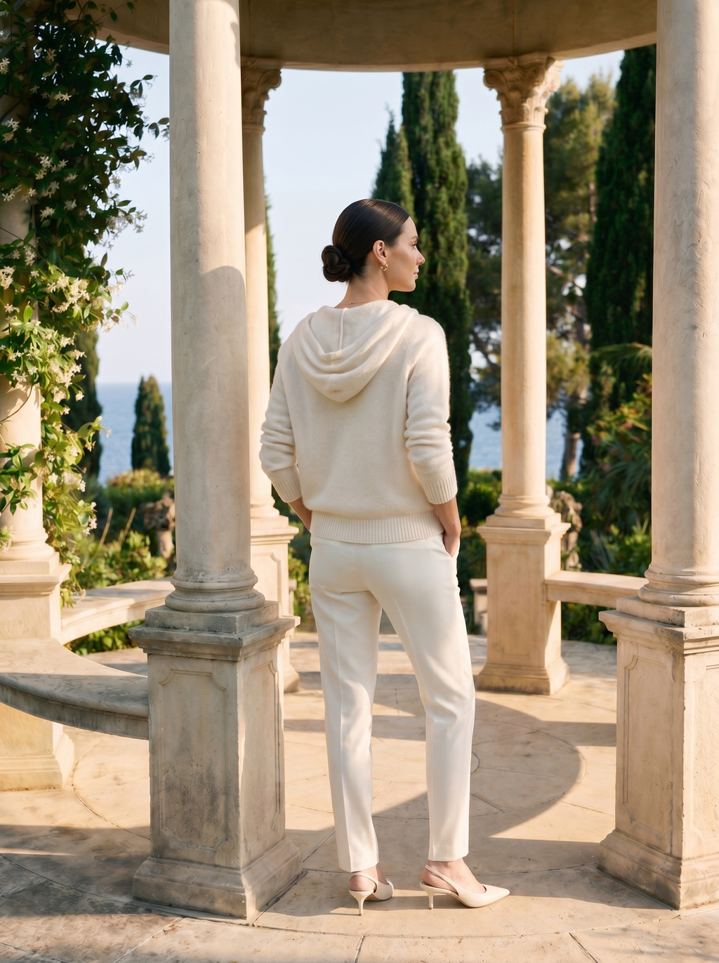 Kasjmieren hoodie met rits 'Old Money'