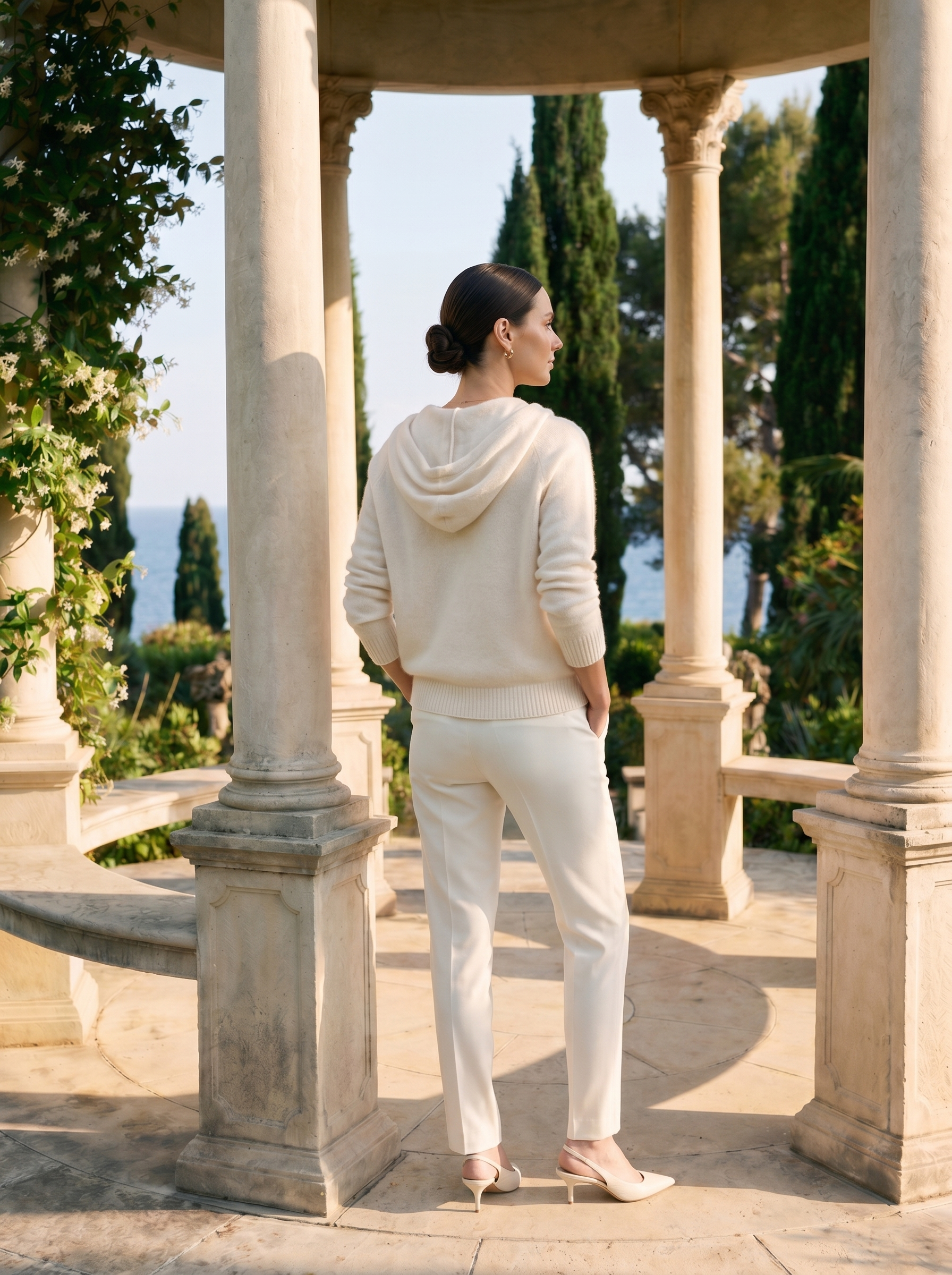 Kasjmieren hoodie met rits 'Old Money'