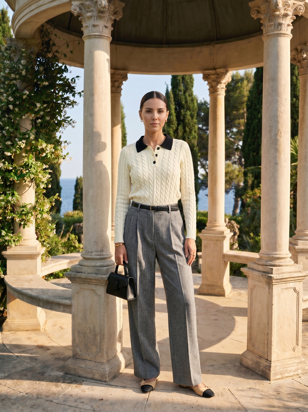 Polo a Maglia con Bottoni Classica Old Money