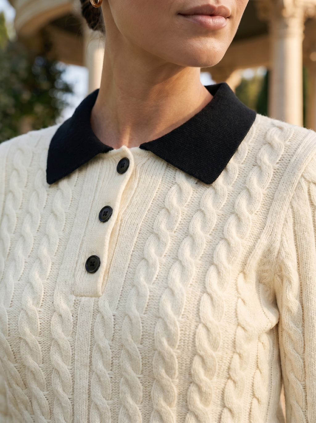 Polo a Maglia con Bottoni Classica Old Money