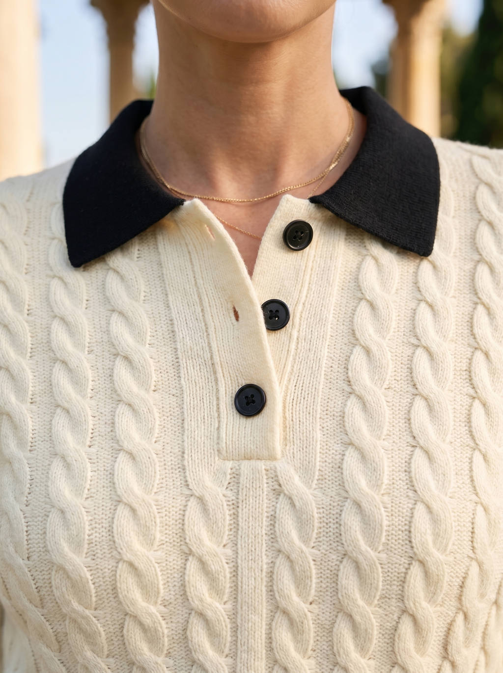 Polo a Maglia con Bottoni Classica Old Money