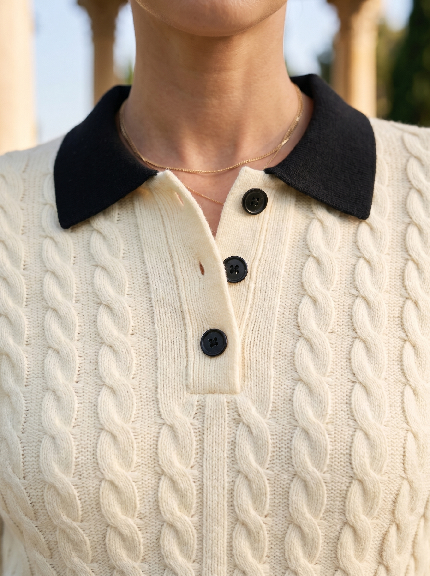 Polo a Maglia con Bottoni Classica Old Money