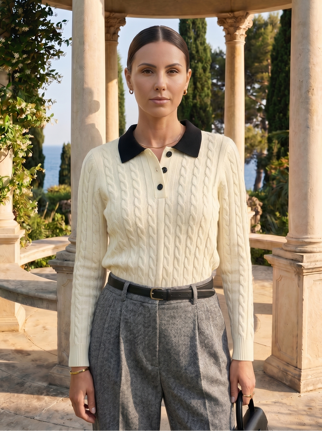 Polo a Maglia con Bottoni Classica Old Money