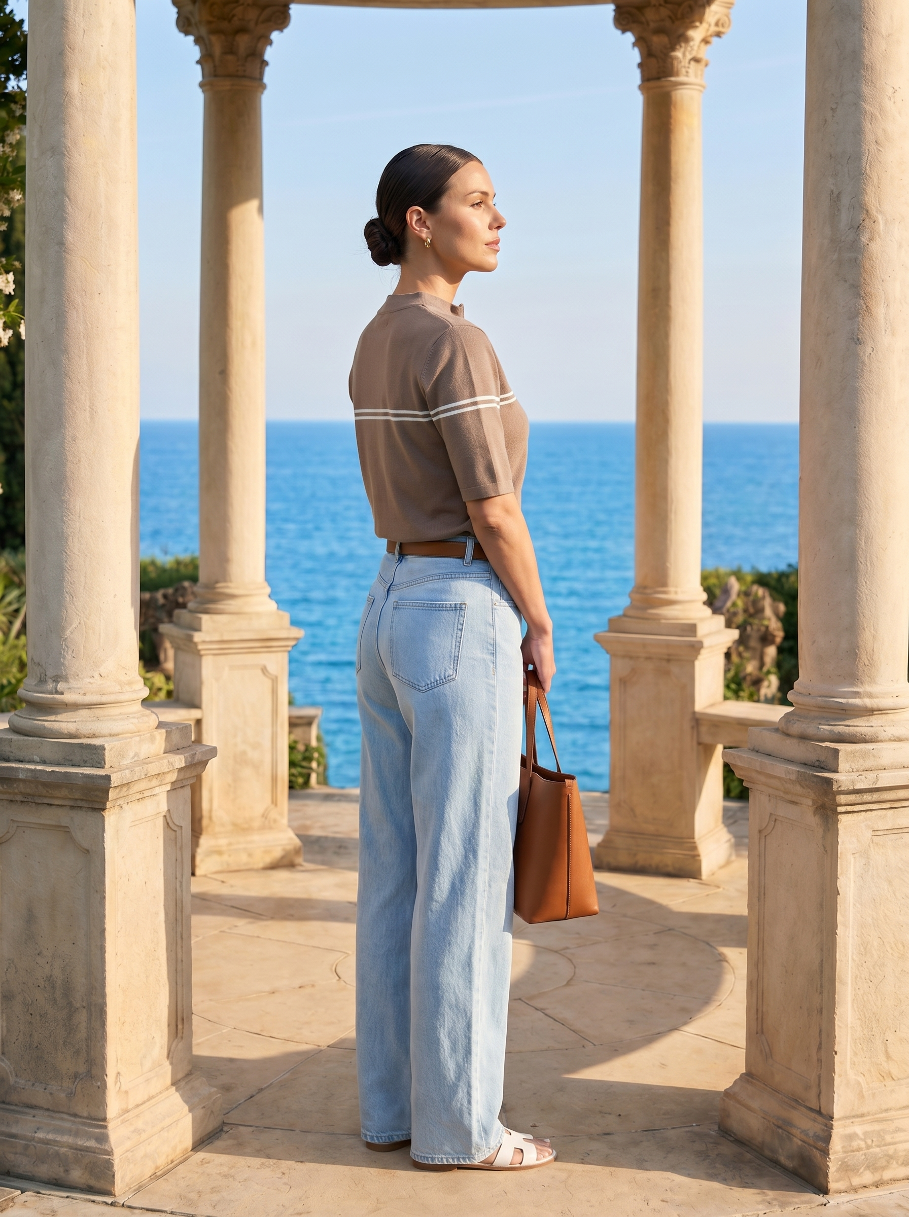 Jeans Dritti in Cotone Elasticizzato Old Money
