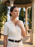 Polo a Maglia con Scollo a V e Trecce Old Money