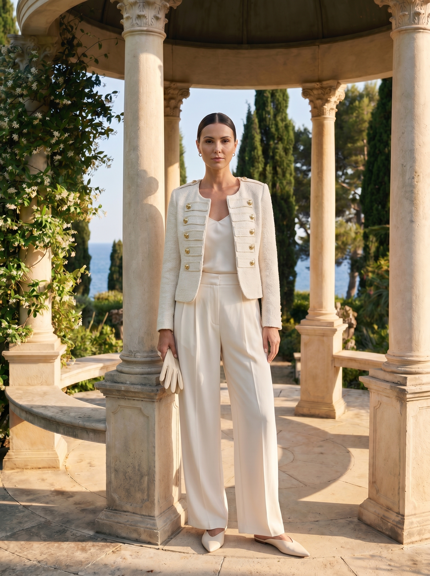 Blazer Corto Retr Francese in Tweed Elegante