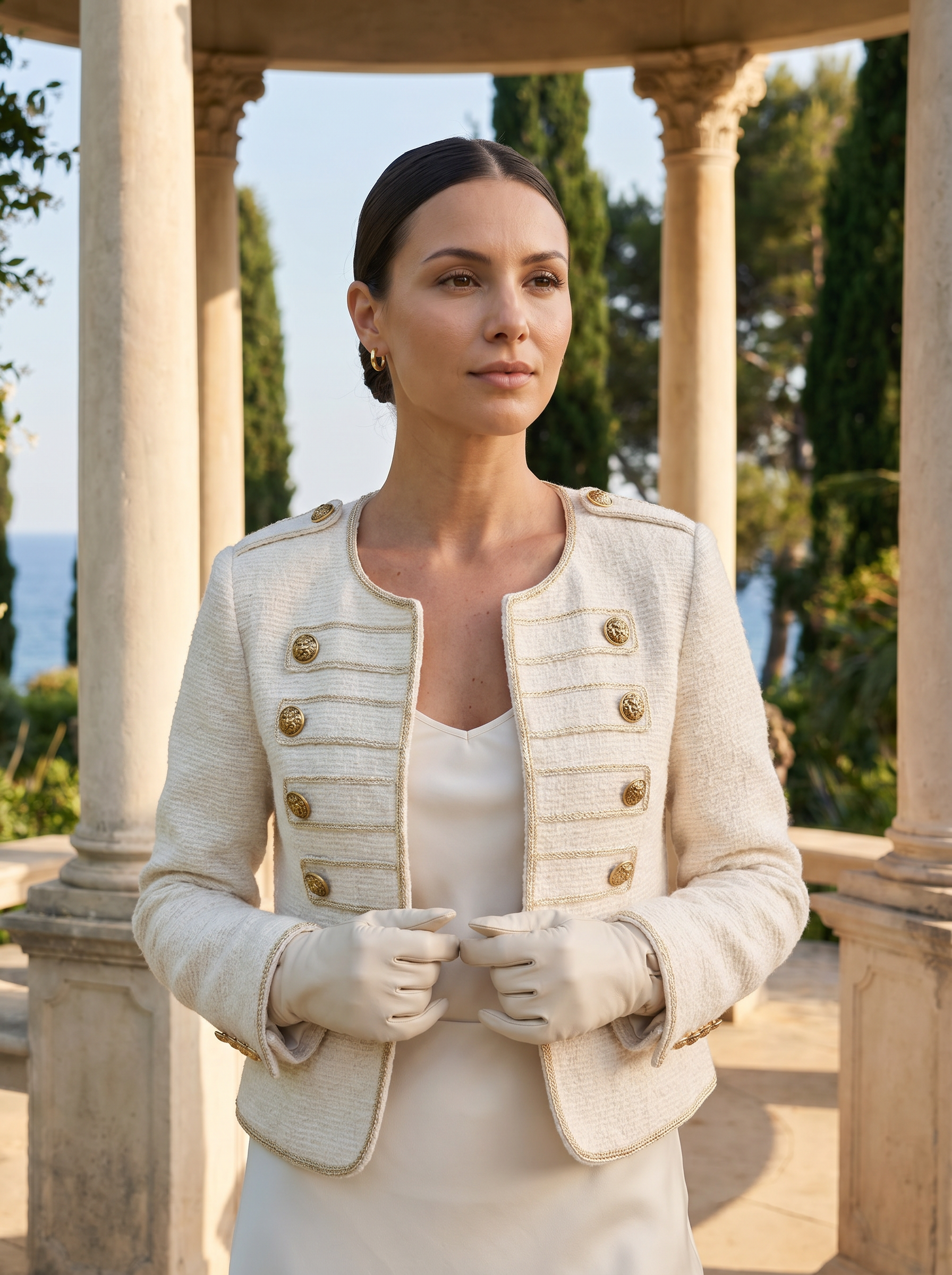 Blazer Corto Retr Francese in Tweed Elegante