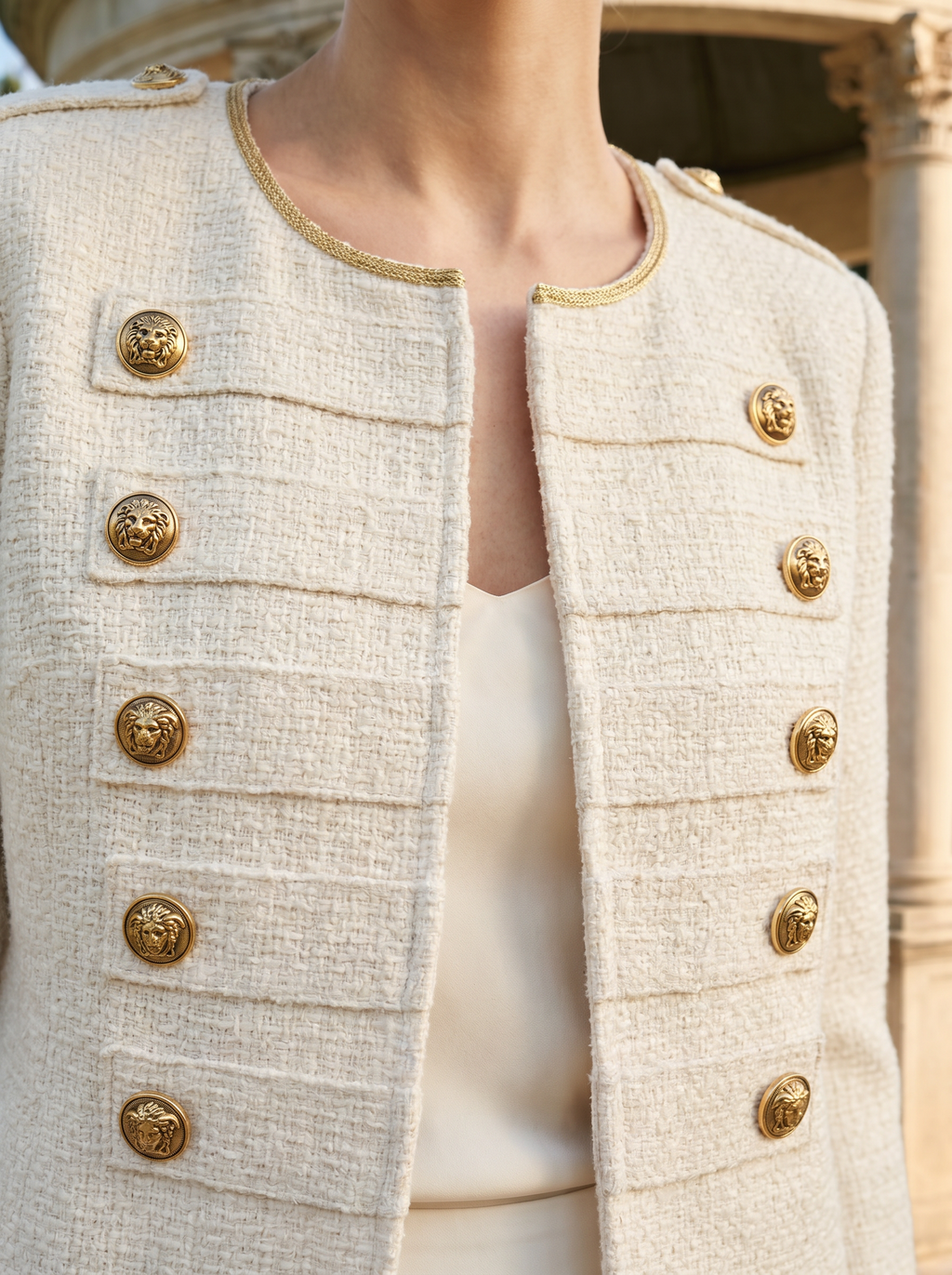 Blazer Corto Retr Francese in Tweed Elegante