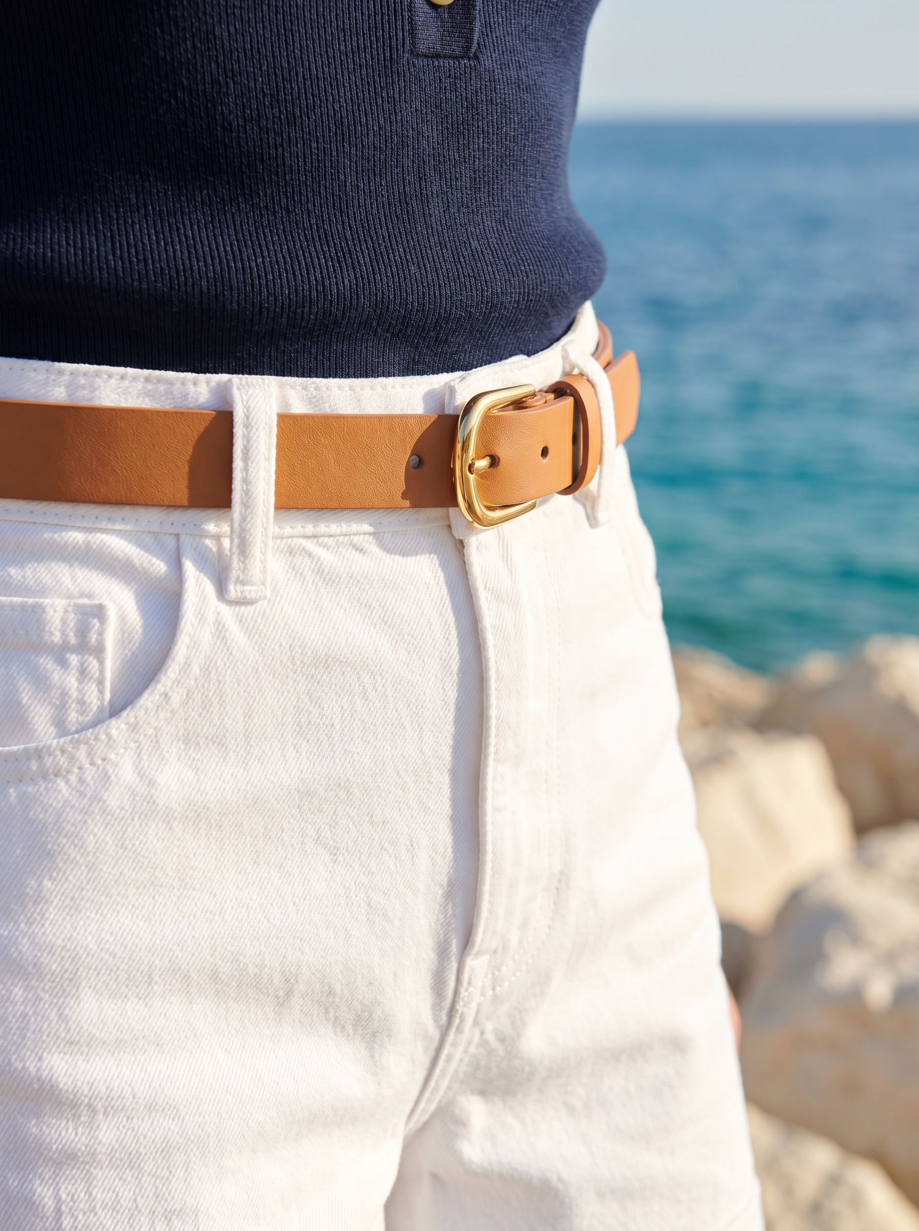 Shorts in Denim a Vita Alta Old Money