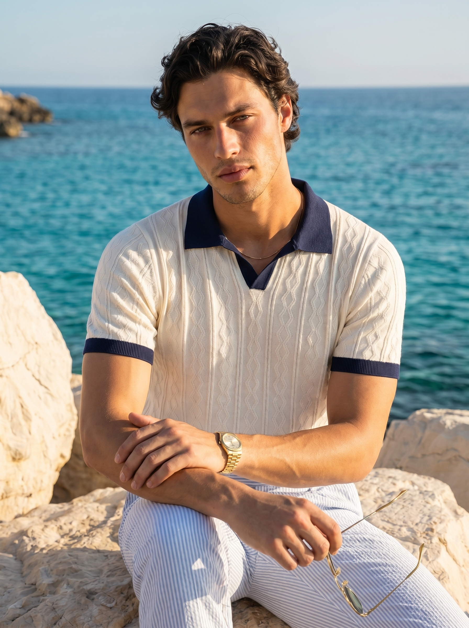 Polo a Maglia con Diamanti Old Money