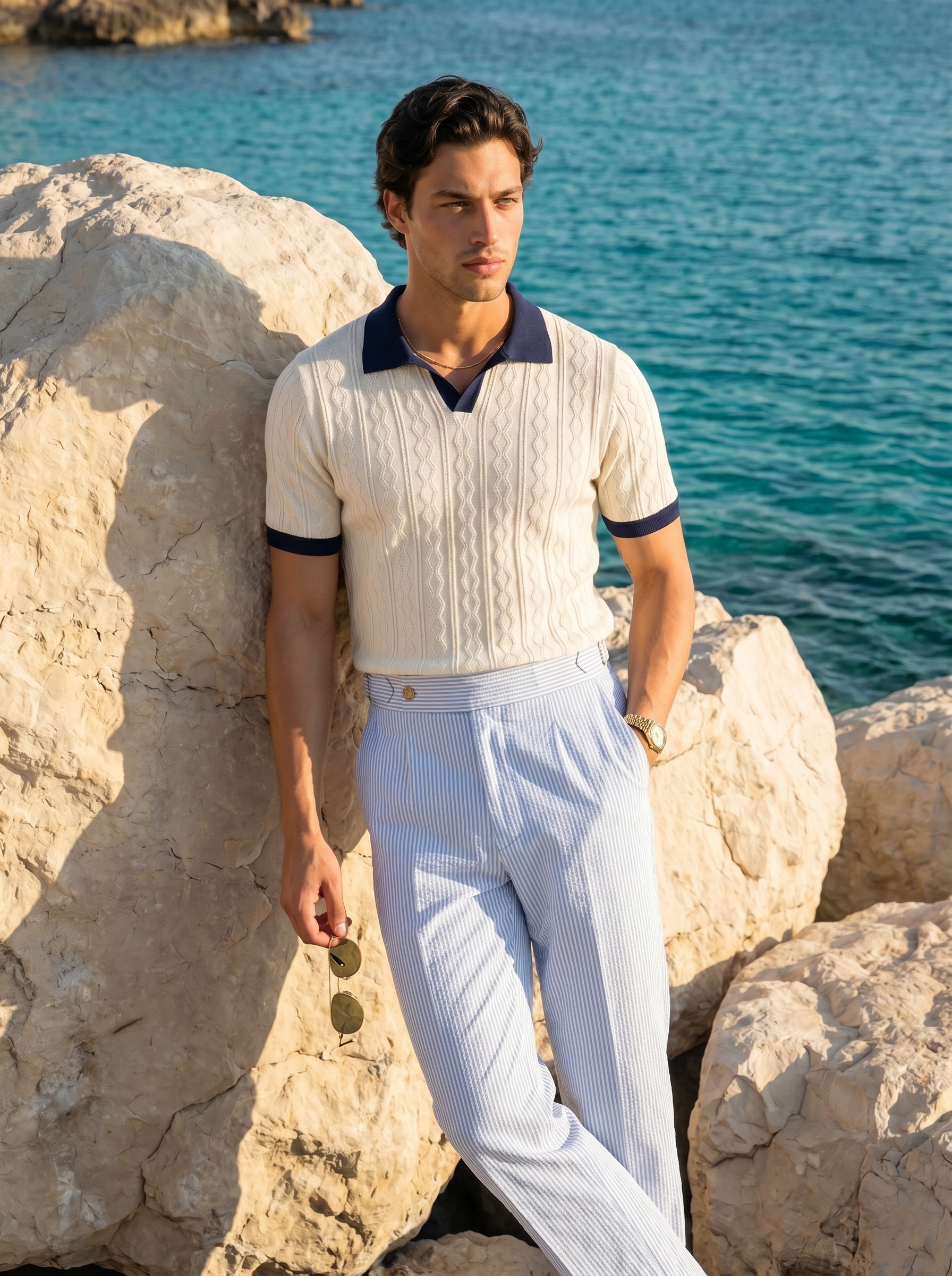 Polo a Maglia con Diamanti Old Money